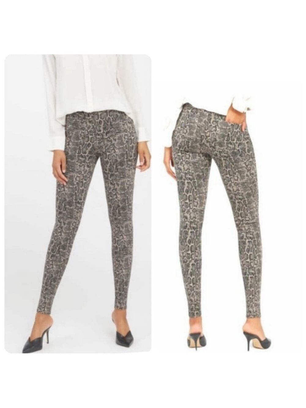 Spanx Ankle Jean-ish Leggings in Taupe Snakeskin Size Large